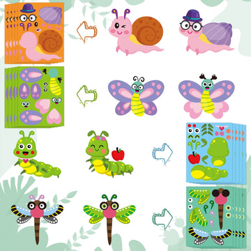 Cy2Side 45Pcs Make Your Own Bugs Stickers For Kids, Butterfly Beetle Bee Make A Face Stickers Games For School Rewards, Summer Insect Party Favor, Diy Mix And Match Bugs Summer Party Games
