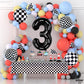 Katchon, Giant Race Car Number 3 Balloon - 40 Inch | Number 3 Race Car Balloon For Construction Birthday Party Supplies 3 Year Old | 3 Balloon Number For Race Car Birthday Party Supplies 3 Year Old