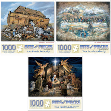 Bits And Pieces - Value Set Of Three (3) 1000 Piece Jigsaw Puzzles For Adults By Artist Ruane Manning - Each Puzzle Measures 20'