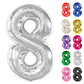 Silver Number 8 Balloon 40 Inch, 8 Balloon Number, 8Th Birthday Decorations, Silver Party Supplies For Boys Girls