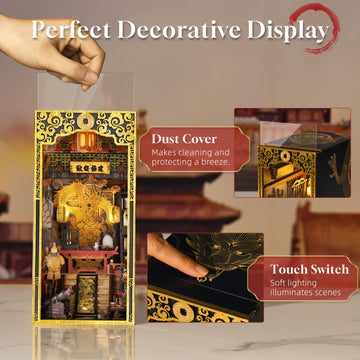 Minicity Diy Book Nook Kit For Adults, 3D Wooden Puzzle Bookend Bookshelf Insert Decor With Led Light And Dust Cover (The Empero
