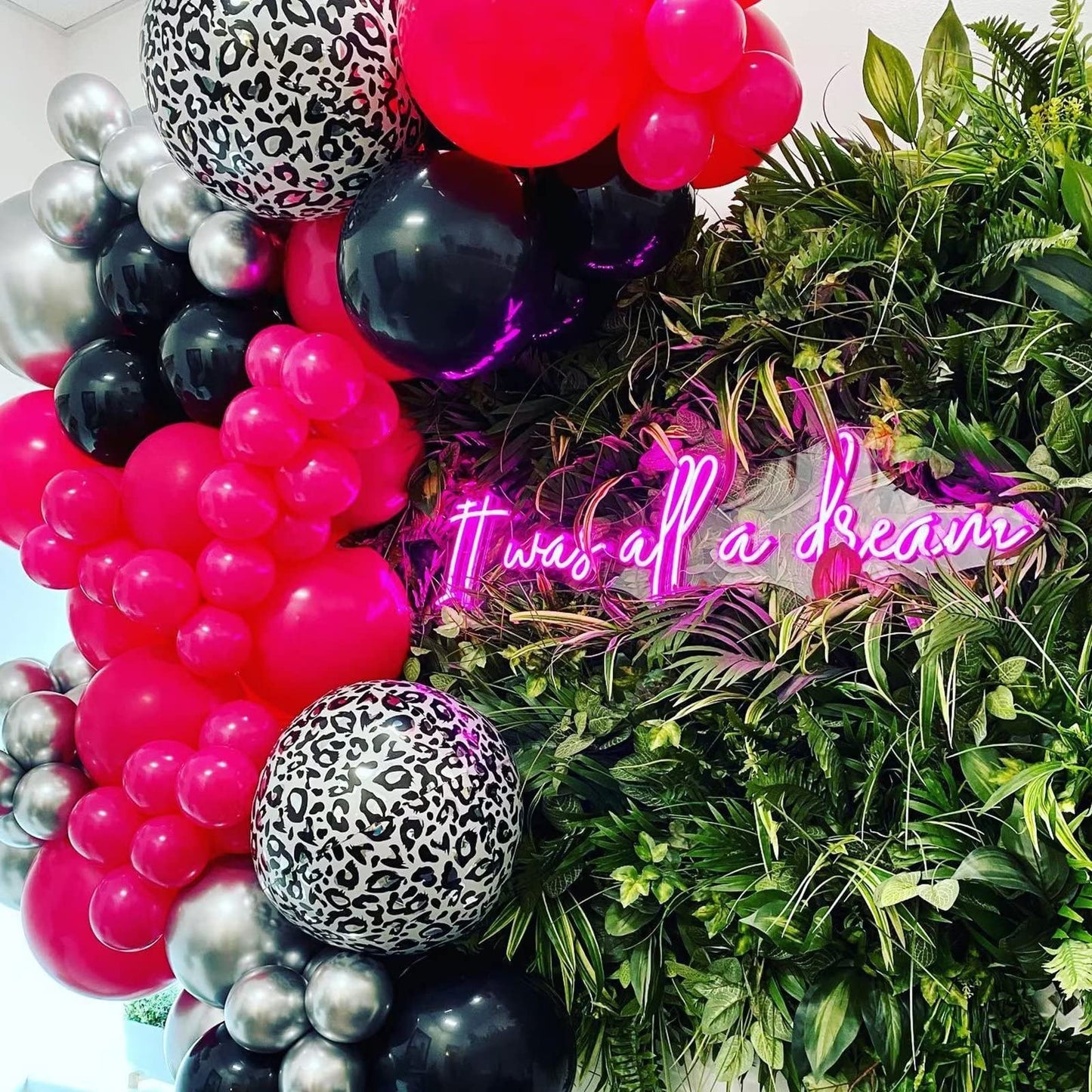 Hot Pink And Black Balloon Arch Kit, Hot Pink Black Balloon Garland Kit, Rose Red Black Latex Balloons Different Sizes For Women'S Birthday Decorations Wedding Baby Shower Engagement Party Supplies