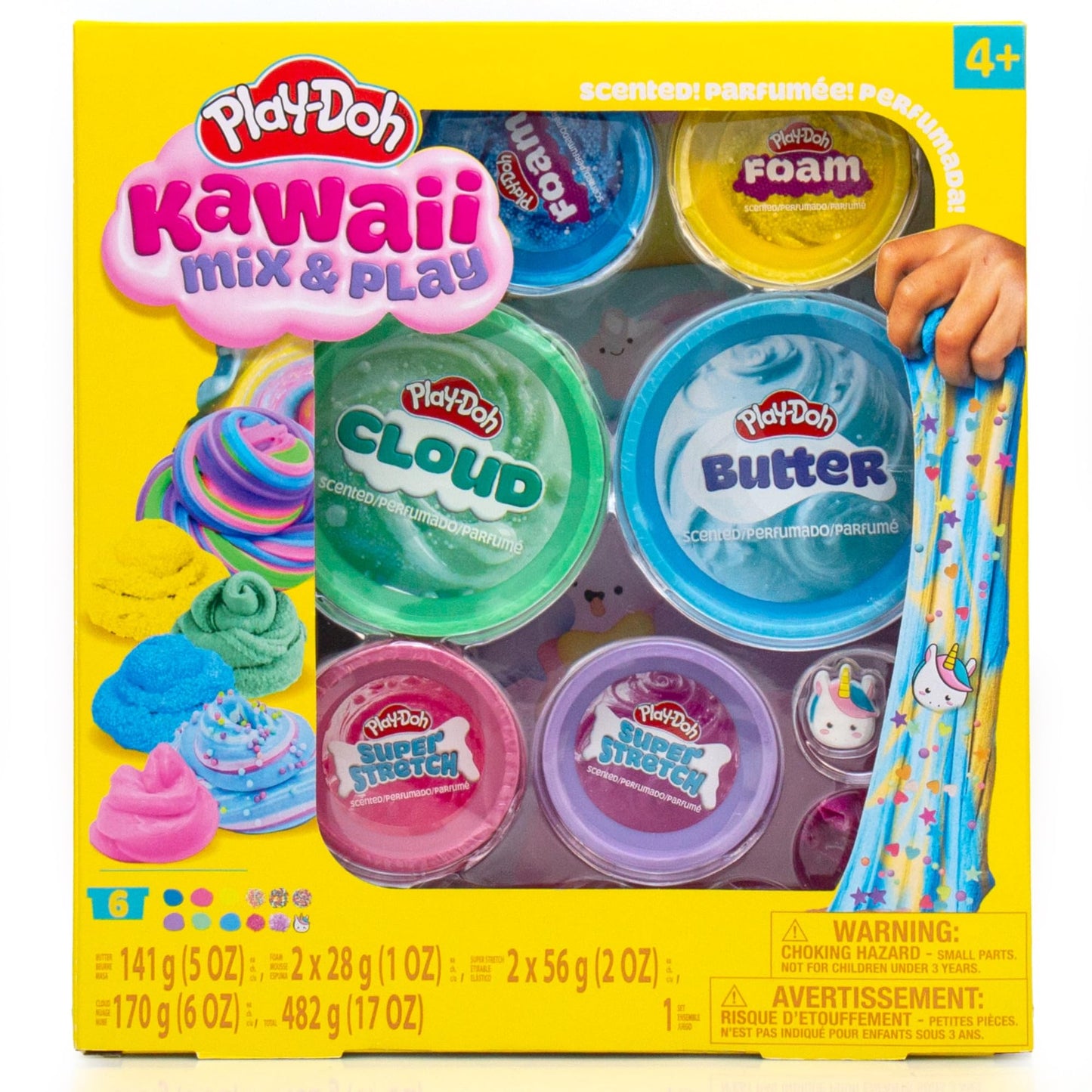 Play-Doh Kawaii Mix & Play Scented Compounds - Cloud, Butter, Foam, Super Stretch, Sensory Dough, Kit, Gifts for Kids, Sensory T