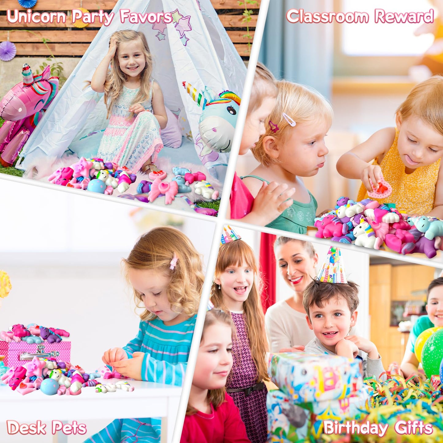 UUSYCUN Unicorn Mochi Squishy Toys - 24PCS Silicone Stress Relief Squeeze - Small Party Favors & Goodie Bag Gifts
