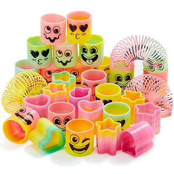 Joyin 30 Pcs Spring Rainbow Party Favor, Mini Plastic Coil Spring Toy, Fidget Stress Coil Mini Springs Bulk Toys For Carnival Prize Birthday, Goodie Bag Stuffers