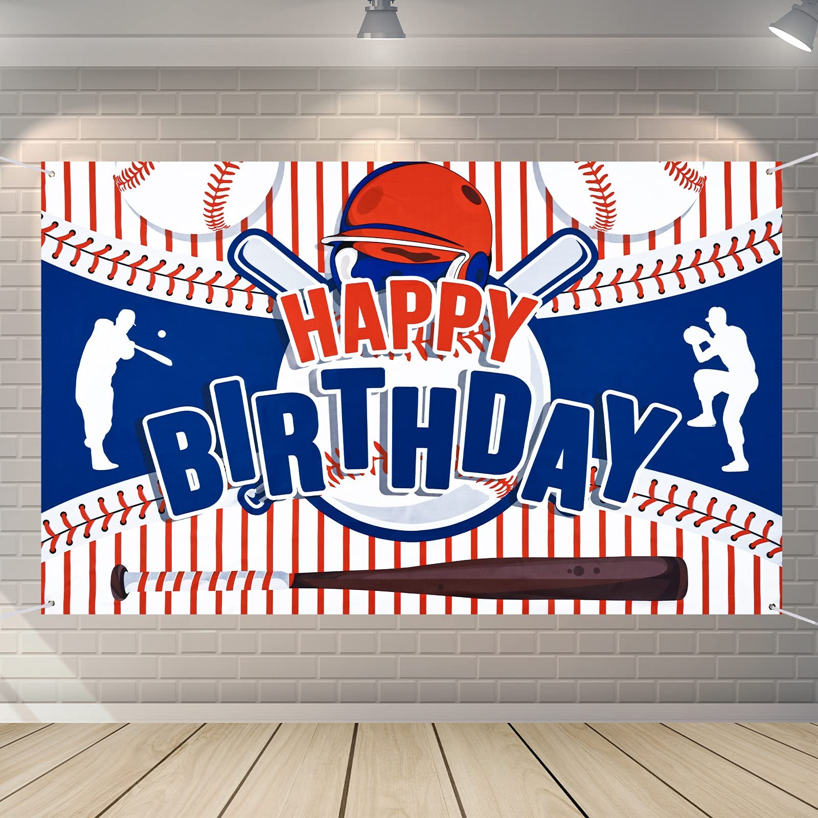 Baseball Party Decorations Baseball Happy Birthday Banner Party Supplies for Boys Kids Teens Large Sport Themed Birthday Banner 