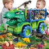 DULONIME Dinosaur Cars Truck Toys for Kids 3-5 with 8 Dinosaur Figures, Activity Play Mat, Dinosaur Egg, Trees, Jurassic Play Se