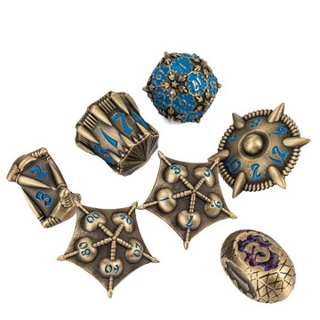 Udixi Dragon Metal Dice Set D&D, 7-Die Polyhedral Dice Set With Unique Shape For Dnd Dungeons And Dragons Role Playing Games(Bro
