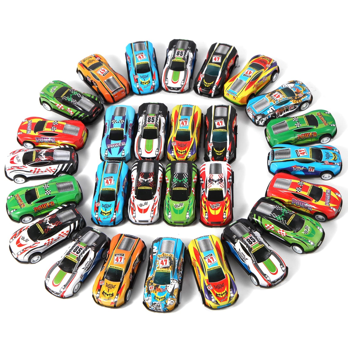 Benzem 28 Pack Pull Back Cars For Kids, Mini Vehicles Toy Bulk Party Favor Race Cars Toys, Goodie Bag Stuffers, Pinata Fillers F