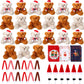 Foilswirl 24 Sets Christmas Mini Plush Bear 4 Inch Stuffed Animal Bulk Small Soft Bear Toys With Santa Hat Scarf Cards Gift Bags