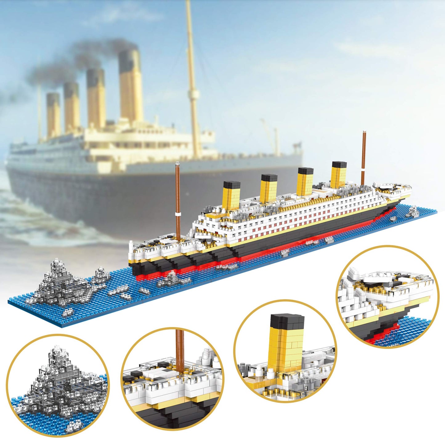 LUKHANG World Famous Titanic Micro Building Block Set for mature-themed Cruise Ship Micro Bricks Model Kit for Kids Ages of 14+ - 1872 PCS Great Gift