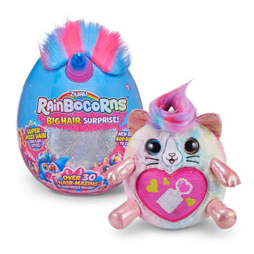 Rainbocorns Big Hair Surprise (Kitten) By Zuru Cuddle Plush Stuffed Animal, 30+ Surprises, Collectible Baby Booboocorns, Hair Accessories, Charm Bracelets, Stickers, Ages 3+ (Kitten)