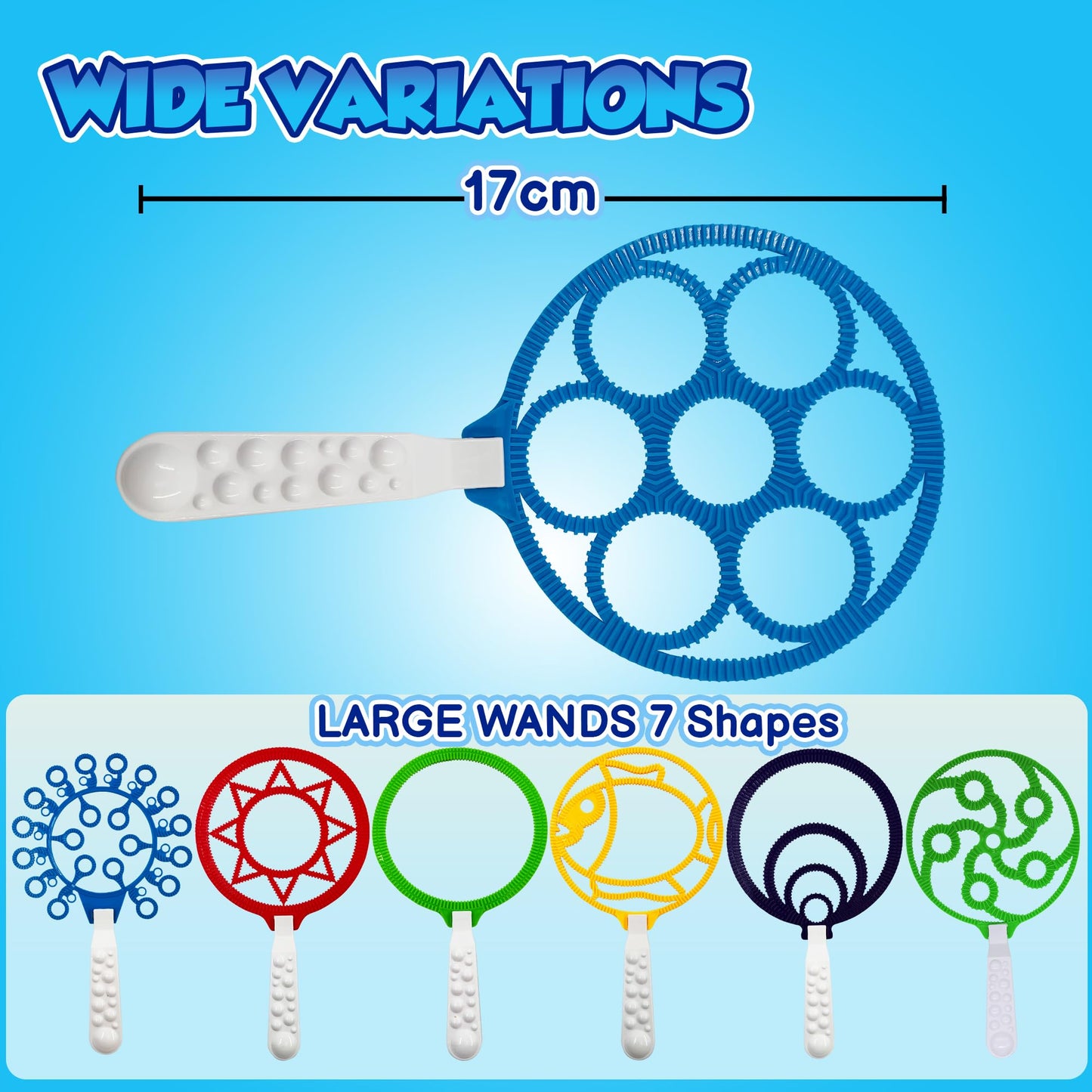 Giant Bubble Wands Outdoor Toys For Kids Large Blowing Rings Variety Shapes Set For Big Soap Bubbles Includes Huge Bubble Mix So