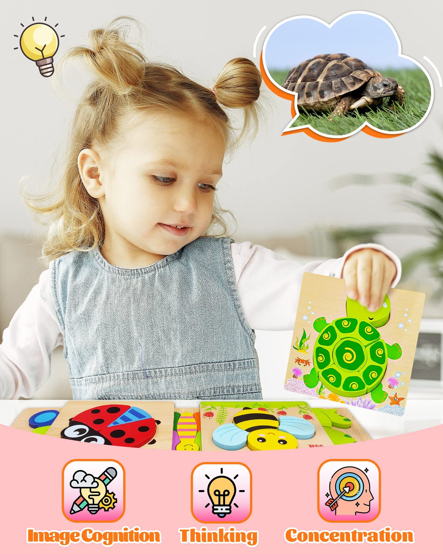 Bekayshad Wooden Puzzles Toddler Toys Gifts For 1 2 3 Year Old Boys Girls, 8 Pack Animal Jigsaw Puzzles Montessori Toys, Learning Educational Christmas Birthday Gifts For Girls Boys Ages 1-3