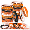 Aoriher 100 Pieces Basketball Bracelet Bulk Basketball Party Favor Motivational Silicone Wristband Inspirational Rubber Bracelet
