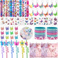 Joyvorite 144 Pcs Butterfly Party Favors Set with Butterfly Straws Keychains Slap Bracelet Tattoo Stickers Wristbands Hair clips