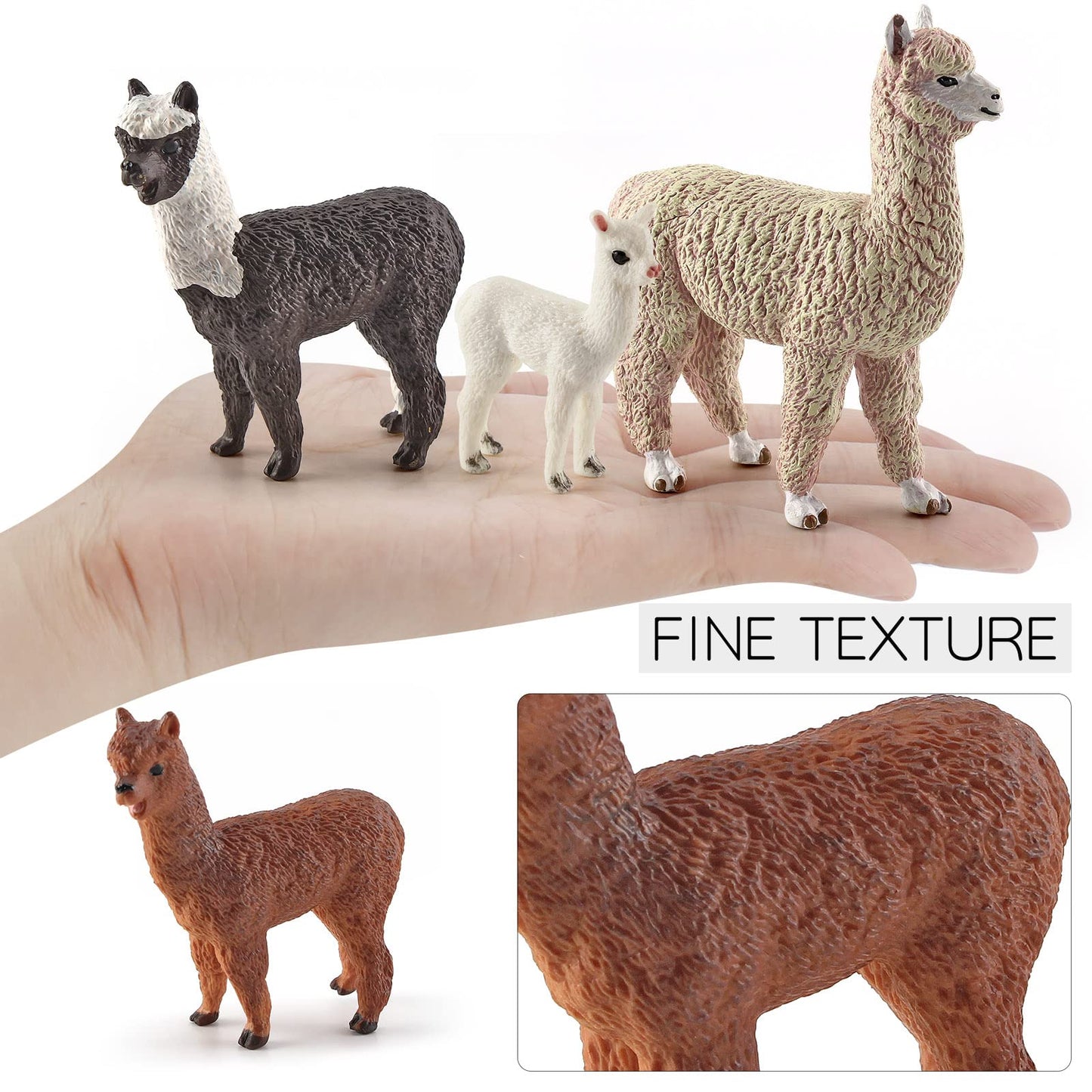 Wonwontoys Alpaca Toys 4Pcs Alpaca Figure Forest Jungle Animal Toy Figurines For Kids Farm Animals Gift For Kids Toddlers