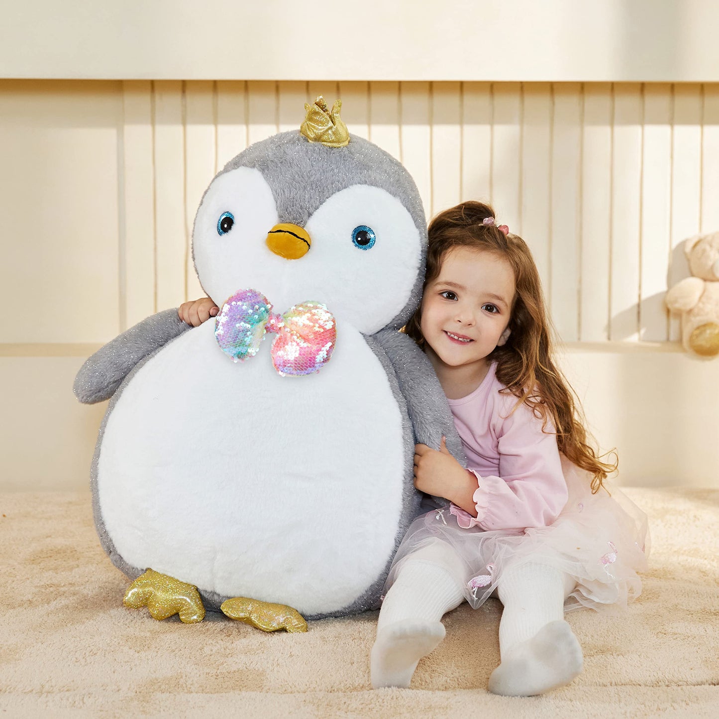 Earthsound Giant Penguin Stuffed Animal Plush Toy,Large Jumbo Cute Soft Toys,Big Size Huge Fluffy Plushy Oversized Fat Plushie,G