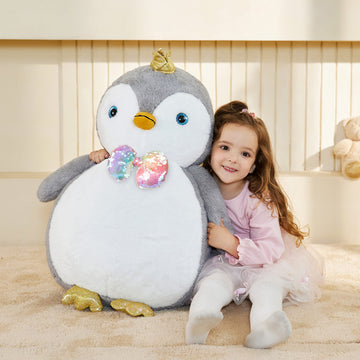 Earthsound Giant Penguin Stuffed Animal Plush Toy,Large Jumbo Cute Soft Toys,Big Size Huge Fluffy Plushy Oversized Fat Plushie,G