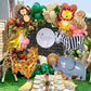 6 Pcs Giant Smile Jungle Safari Animals Balloons,Large Monkey Elephant Zebra Leopard Lion Giraffe Foil Balloons For Wild One Saf