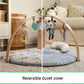 Ingenuity Cozy Spot Reversible Duvet Baby Play Gym & Play Mat with Wooden Toy bar - Elephant March (Neutral Safari)  Newborn and up