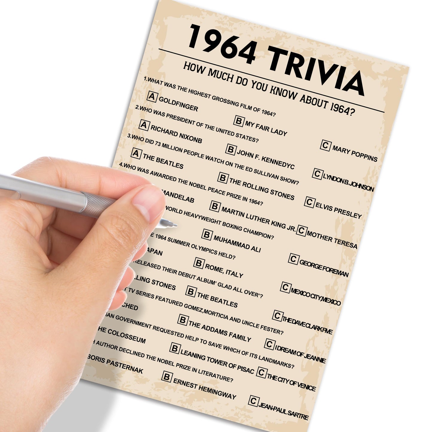 60Th Birthday Party Games, 1964 Trivia Games, Birthday Party Supplies For Adults, Fun 1964S Party Game,Pack Of 30 Cards