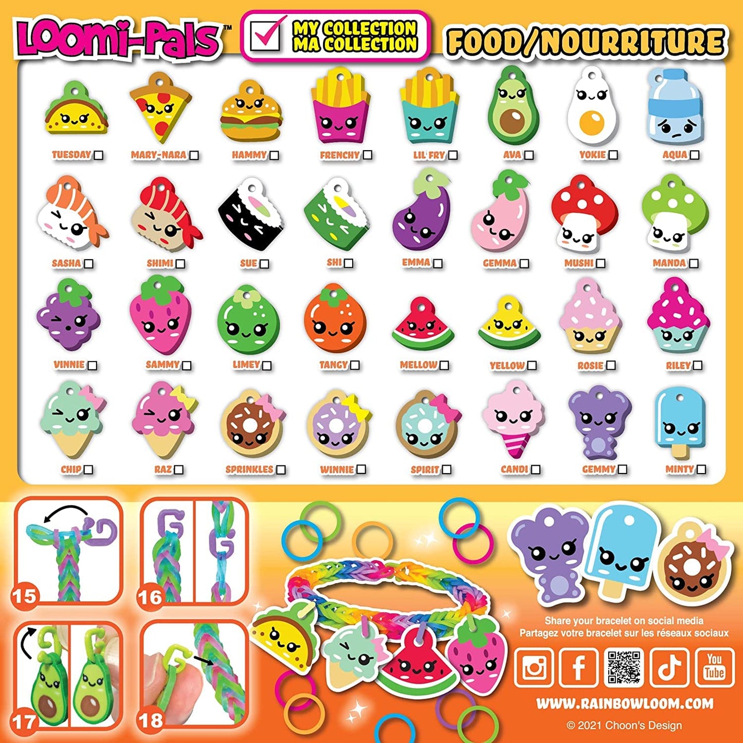 Rainbow Loom Loomi-Pals Food Collectible, Features 30 Mystery Cute Food Themed Charms and 600 Colorful Rubber Bands All in a RES