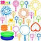 28 Pcs Bubble Wands Set, Big Bubble Wand Toys Set With Tray, Bulk Funny Bubble Making Toys For Kids Summer Outdoor Giant Bubble Toys Gifts Birthday Games