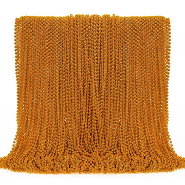 144PCS Bead Necklace, Orange Halloween Bead Necklaces Party Favors, 33'' Mardi Gras Beads Necklaces Costume Bulk, Festival Parad
