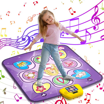 Beefunni Dance Mat Toys For 3-10 Year Old Girls, 5 Game Modes Including 3 Challenge Levels, Adjustable Volume Dance Pad With Led Lights, Christmas Birthday Gifts For 3 4 5 6 7 8 9+ Year Old Girls