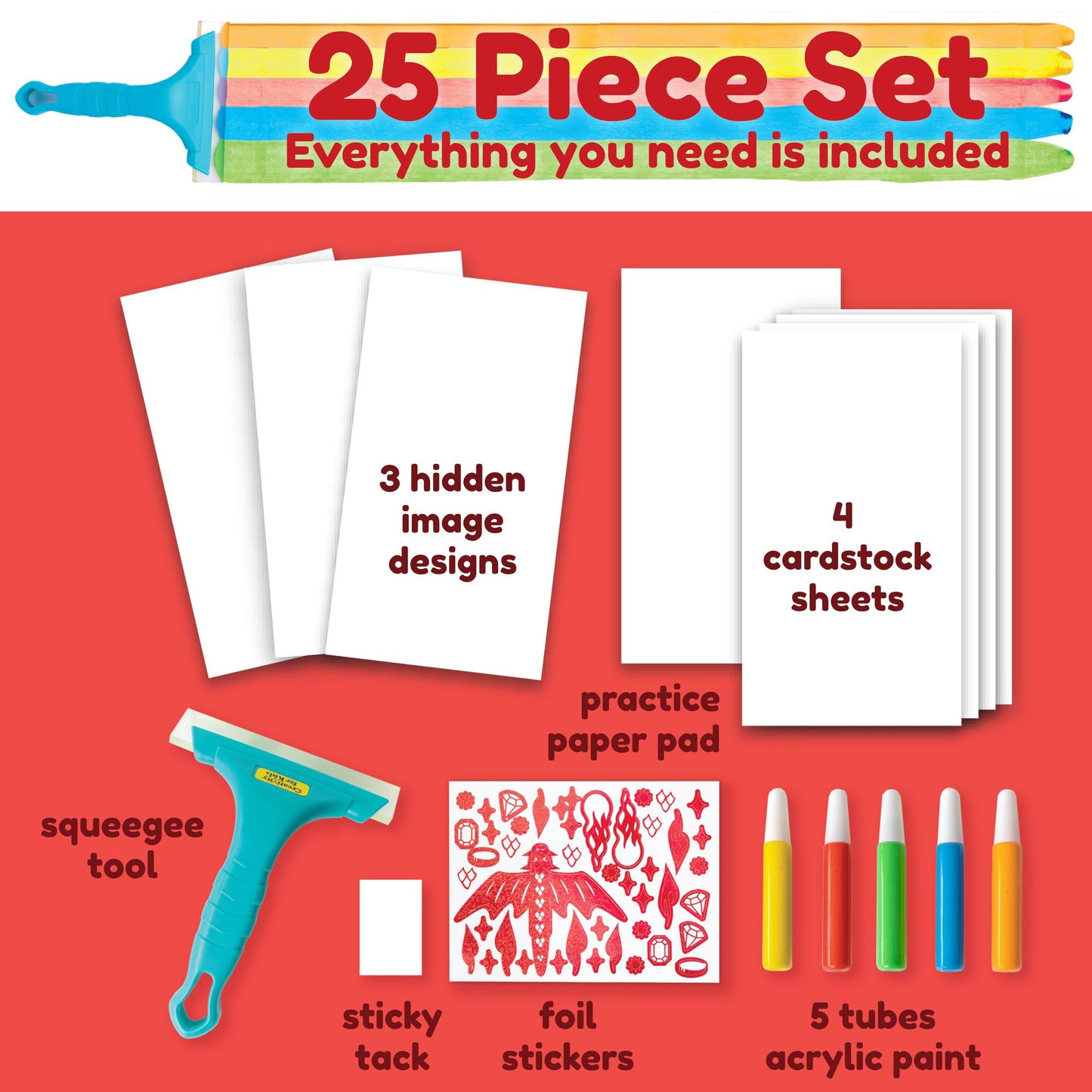 Creativity for Kids Squeegeez Magic Reveal Art Kit: Dragon - Gifts for Boys and Girls, Kids Painting Kit for Ages 7-12+