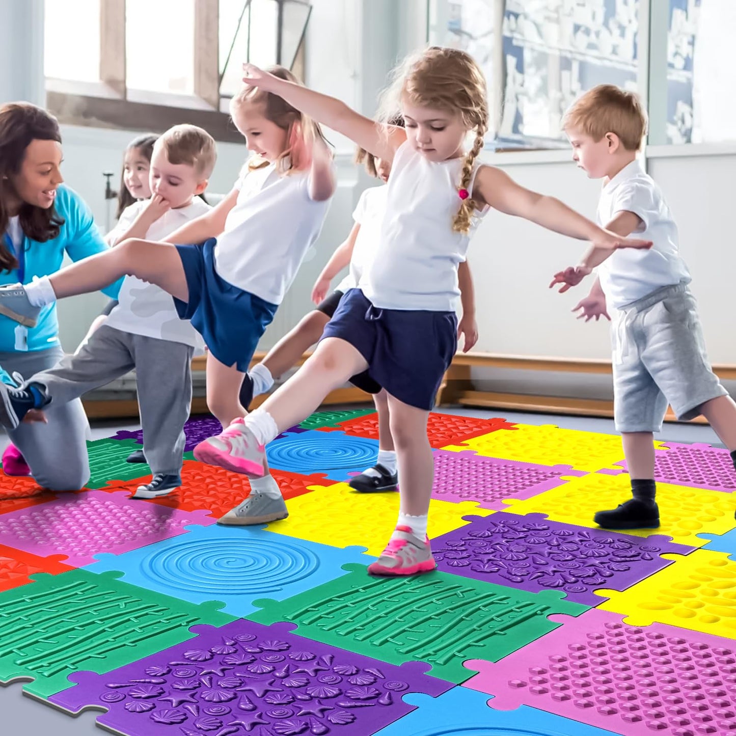 Onyoloy Foam Play Mat For Kids: 12 Pieces Square Eva Foam Interlocking Tile Floor Puzzle Mat, Infant And Toddler Play Mat, Soft