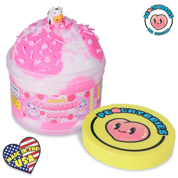 Peachybbies Slime Strawberry Cow Cloud Slime, Made In Usa Premium Slime, 100% Authentic Peachybbies, 7 Oz., Scented Slime For Ki