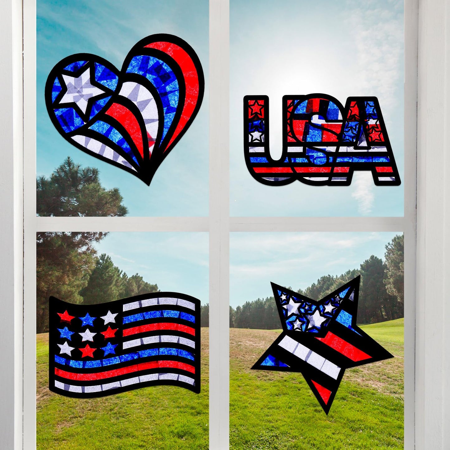 Yeaqee 24 Pack DIY Suncatcher Paper Crafts Stained Glass Effect Paper Suncatchers, 700 Tissue Papers, Window Art Arts and Crafts
