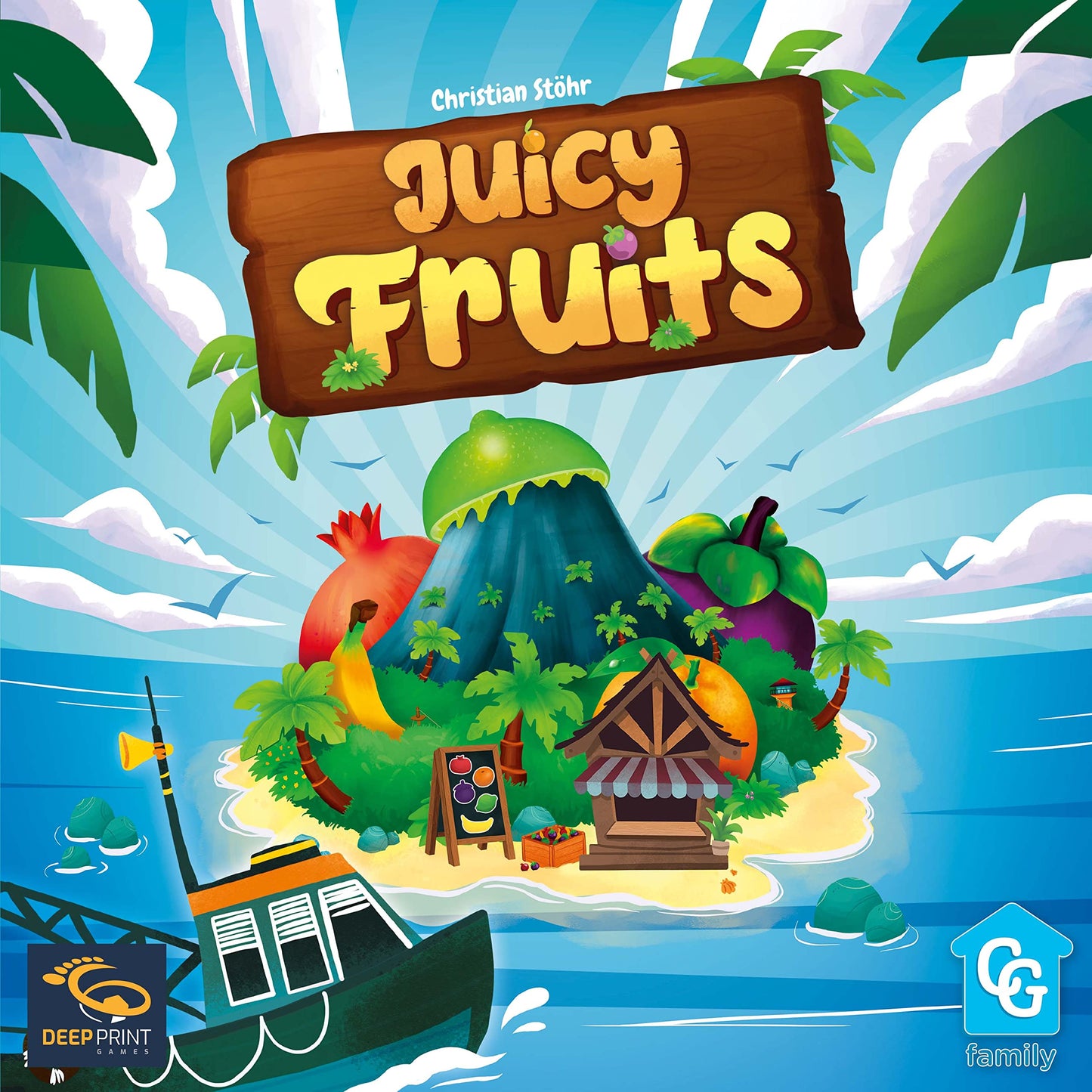 Capstone Games: Juicy Fruits, Strategy Board Game, Quick And Easy Game, Grow Delicious Fruit In Paradise 1 To 4 Players, 20 To 50 Minute Play Time, Ages 8 And Up
