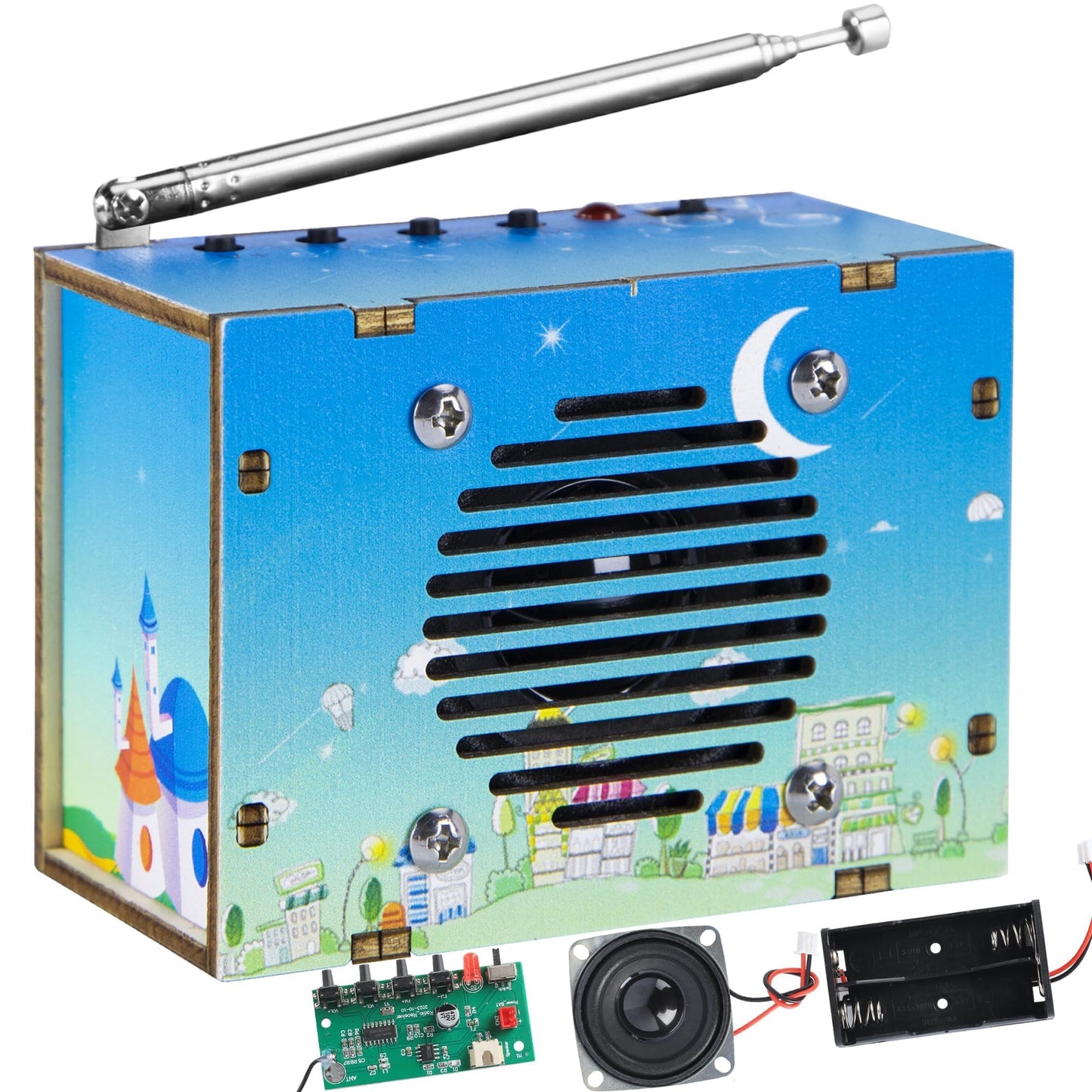 Science Kits For Kids Age 8-12 12-14, Stem Kits For Kids Age 8-10, Stem Toys Build Your Own Fm Radio Kit, Diy Electronic Craft Projects Gifts For Teen Girls Boys 9 11 13 15 16+ Year Old (Printed Blue)