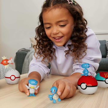 Mega Pok  Mon Action Figure Building Toys Set, Water-Type Trainer Team With 79 Pieces, 2 Inches Tall, For Kids