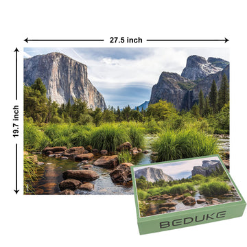 Beduke Jigsaw Puzzles 1000 Piece - Every Piece Is Unique - Yosemite National Park For Adults Thick Sturdy Cardboard Precise Interlocking Family Game Puzzle Age 14+