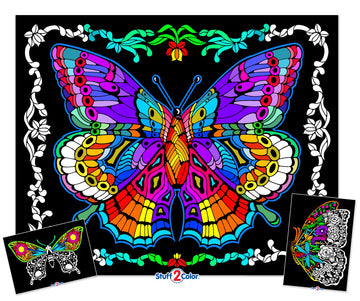 Stuff2Color Geo Butterfly - Fuzzy Coloring Poster - Includes 3 Designs to Color (1 Large, 2 Small) - for Kids, Toddlers, Kids, T