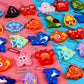 Party Favors For Kids 16Pcs Sea Animal Mini Pop Keychain Under The Sea Party Favors Goodie Bag Stuffers Carnival Birthday Gifts Classroom Small Prizes For Kids