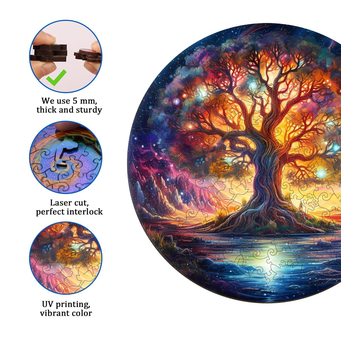 Jigfoxy Wooden Puzzles for mature-themeds  Tree of Life Wood Puzzles mature-themed  Unique Animal Shape Wooden Jigsaw Puzzles  Birthday Gifts for Puzzles Lovers Family Friend (M-11.4 * 11.4in-190 pcs)
