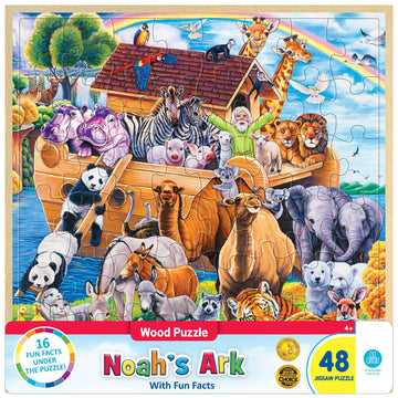 Masterpieces 48 Piece Fun Facts Jigsaw Puzzle For Kids - Noah’S Ark Wood Puzzle - 12'X12'
