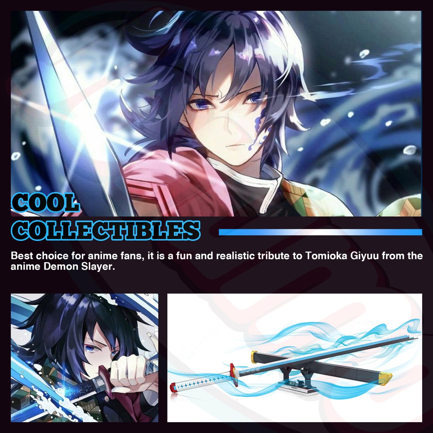 Jorumo Demon Slayer decorative replica blades Building Sets for mature-themeds and Kids  39in Tomioka Giyuu decorative replica blade Building Block with Scabbard and Stand  Anime decorative replica blade Building Toy Katana Demon Slayer Gift  768 Pcs