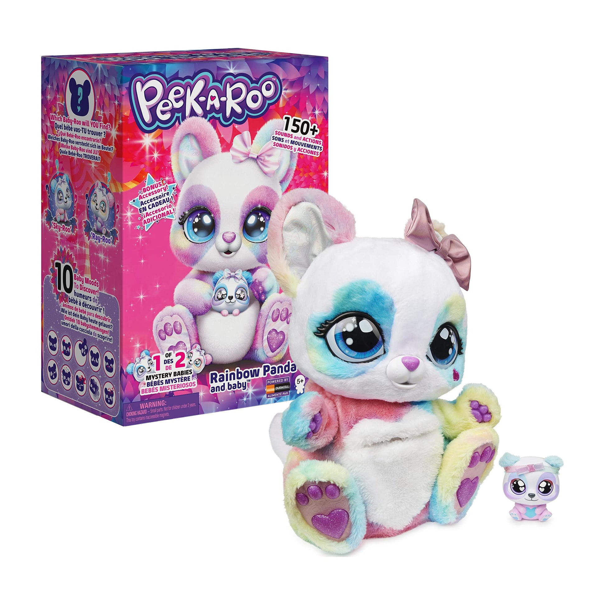 Peek-A-Roo, Interactive Rainbow Plush Toy And Baby With Bonus Bows, Over 150 Sounds & Actions, Kids Toys For Girls Ages 5 And Up