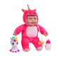 JC Toys Lots to Cuddle 12" Twin Baby Dolls Set - Soft Unicorn Theme, Pink & Blue, Washable, Includes Unicorns & Bottles, Model 35314