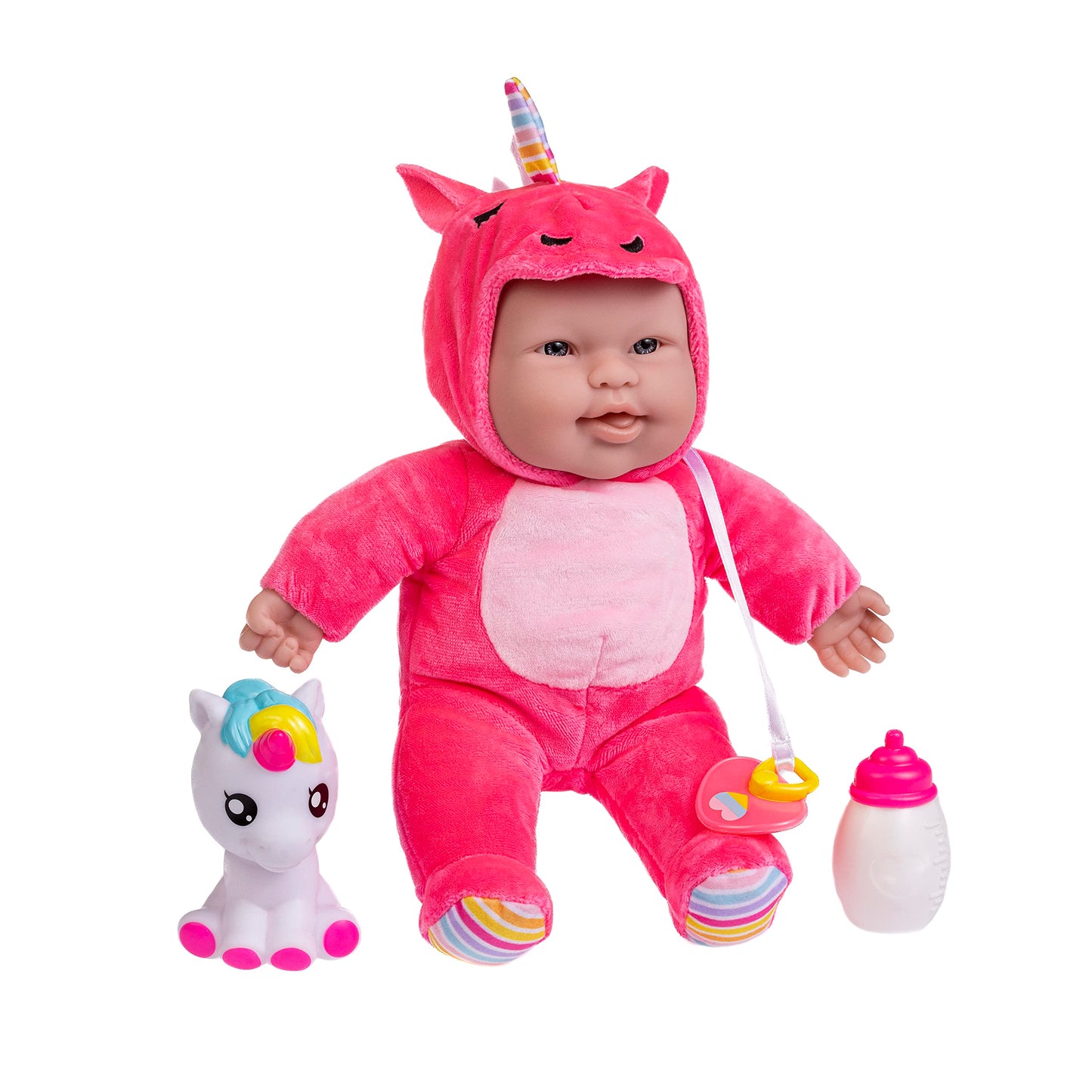 JC Toys Lots to Cuddle 12" Twin Baby Dolls Set - Soft Unicorn Theme, Pink & Blue, Washable, Includes Unicorns & Bottles, Model 35314