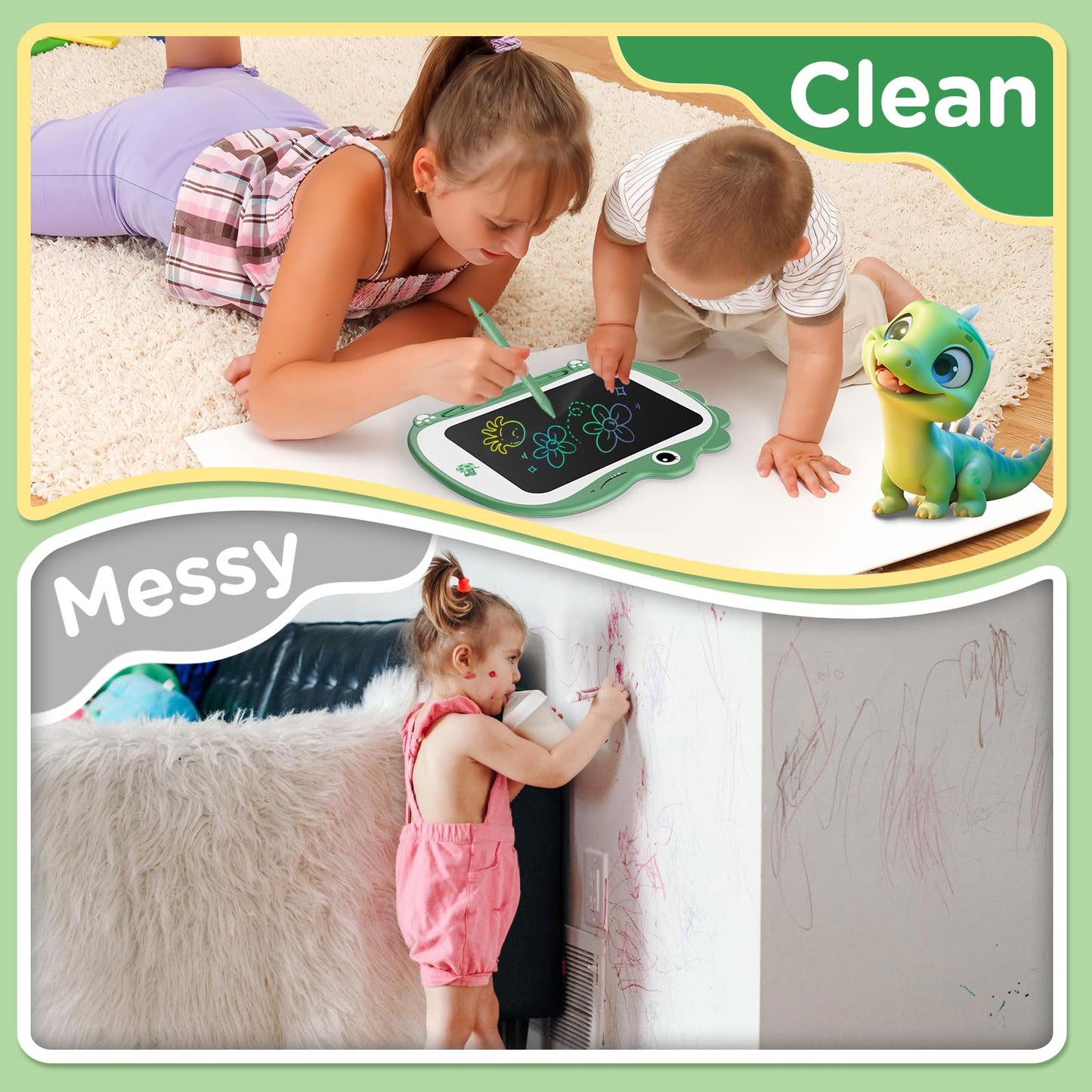 Genialba 8.5 Inch Dinosaur LCD Drawing Tablet Writing Board Toddler Toy Educational Toys Birthday Christmas Gifts Toys for 3 4 5