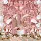 Sweet 16 Party Decorations, Rose Gold 16Th Birthday Decorations For Girls, Happy Birthday Banner, Curtains, Cake Topper, Bday Sa
