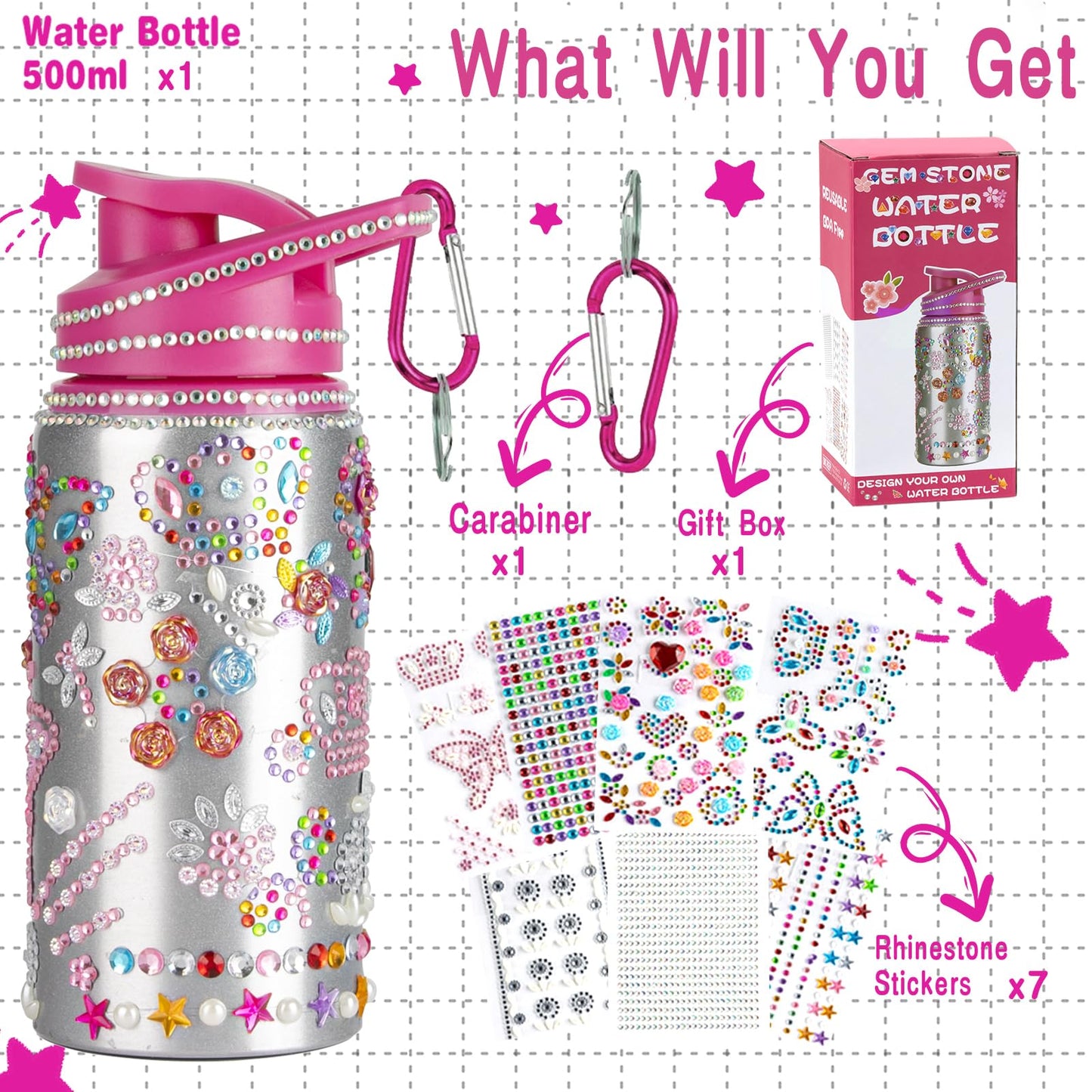 Gift For Girls, Decorate Your Own Water Bottle Kits For Girls, Gifts For 10 Year Old Girl, 8 Year Old Girl Birthday Gift, Easter