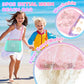 3Pcs Personalized Kids Beach Shell Bag, Initial Seashell Mesh Zipper Beach Pouch, Shell Collecting Bag for Holding Shells with A